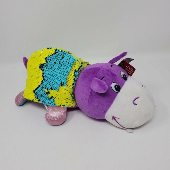 Flipazoo Plush Stuffed Animal 13" Hetal Hippo Janika Giraffe Sequin Reversible - Picture 1 of 11